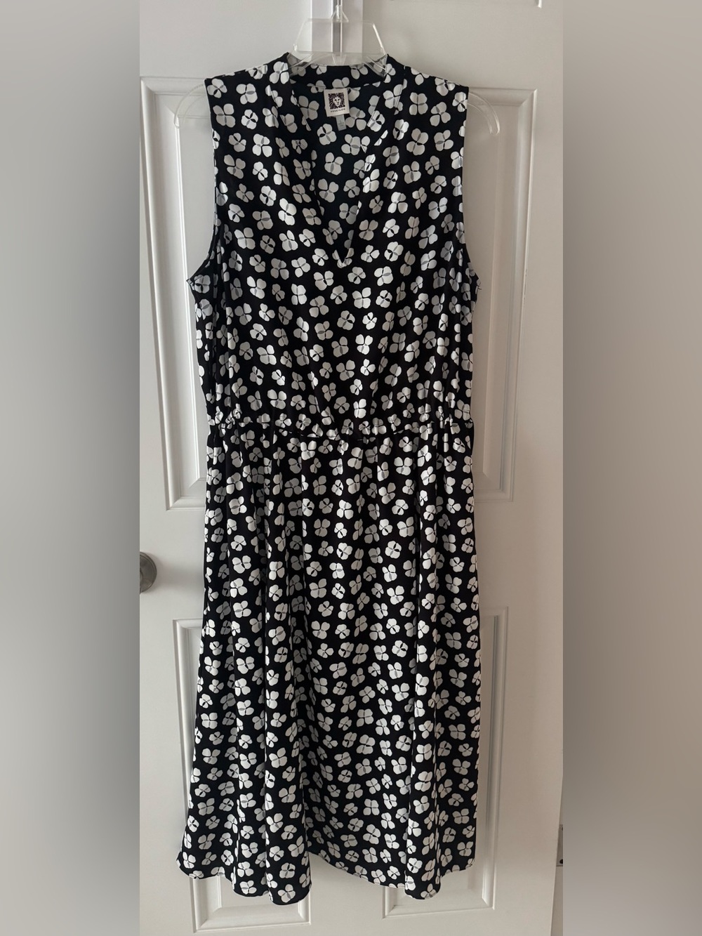 Ann Klein Lightweight Summer Midi Dress w/Adjustable Drawstring Waist Size Large